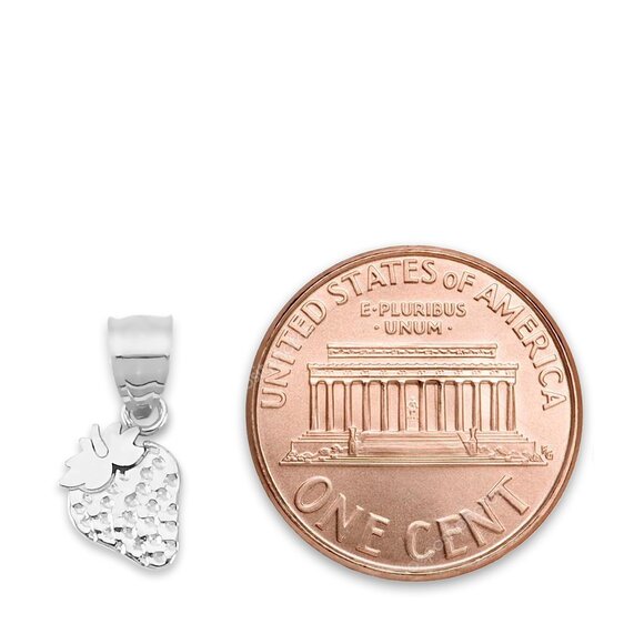 925 Sterling Silver Strawberry Pendant – Minimalist Jewelry, Gift for Her - Picture 3 of 5